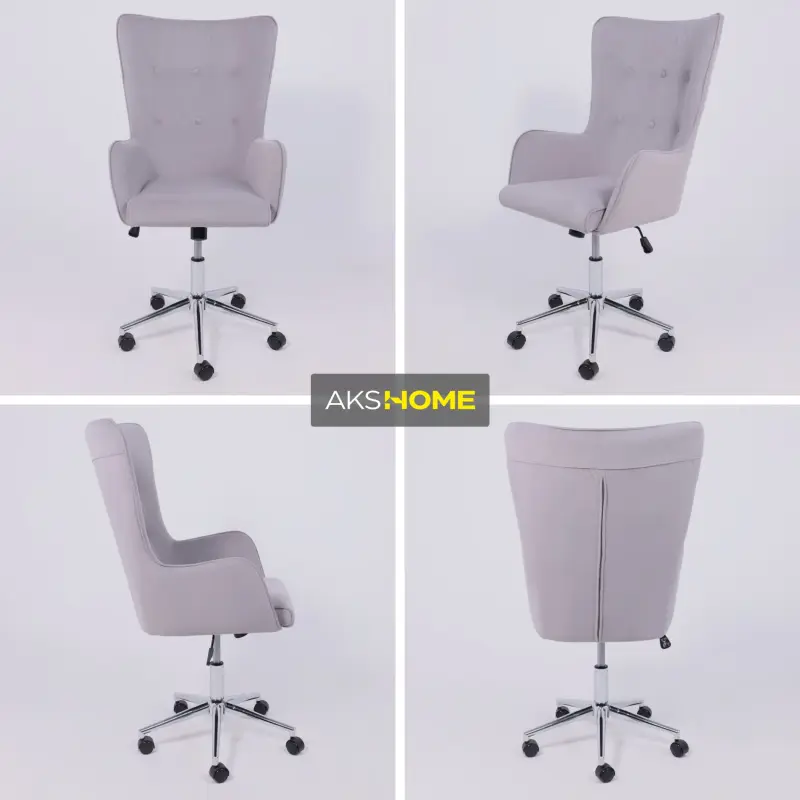 Кресло поворотное BELLA XL chrome, Kiton 722 Smoke, велюр/светло-серый_preview_3