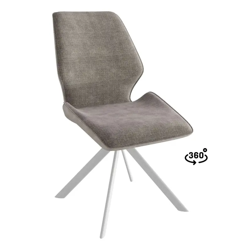 Стул BATMAN-R 360, g05 GREY BEIGE шенилл lux - MILK замша lux\белый фотография
