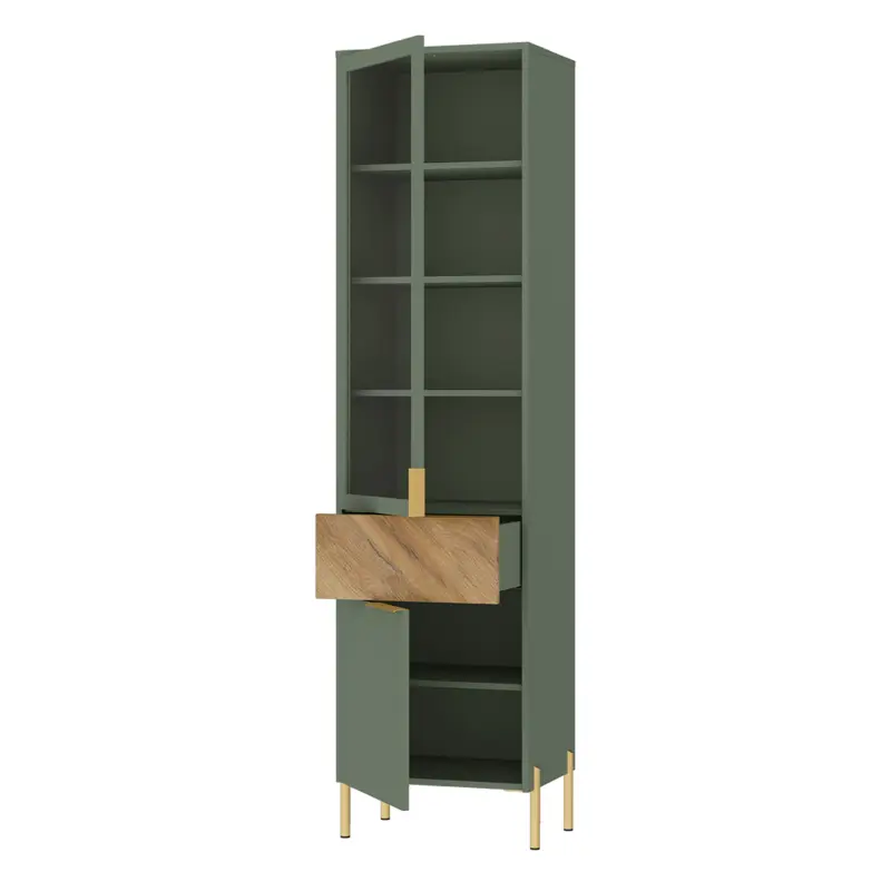 Н.м. "SIENA" шкаф REG1W1D1S с подсветкой, к.Дымчатый зеленый/ф.Дымчатый зеленый+Дуб вотан_preview_3