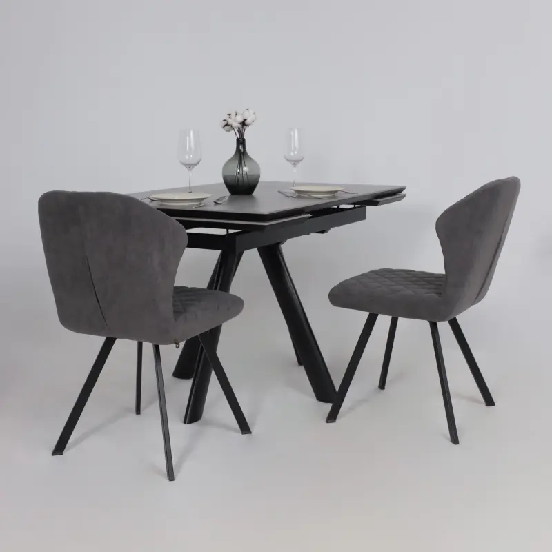 Стол ДЖЕК-120, раздвижной 120(30+30)х80, STONE GREY ST CER/Черный_preview_4