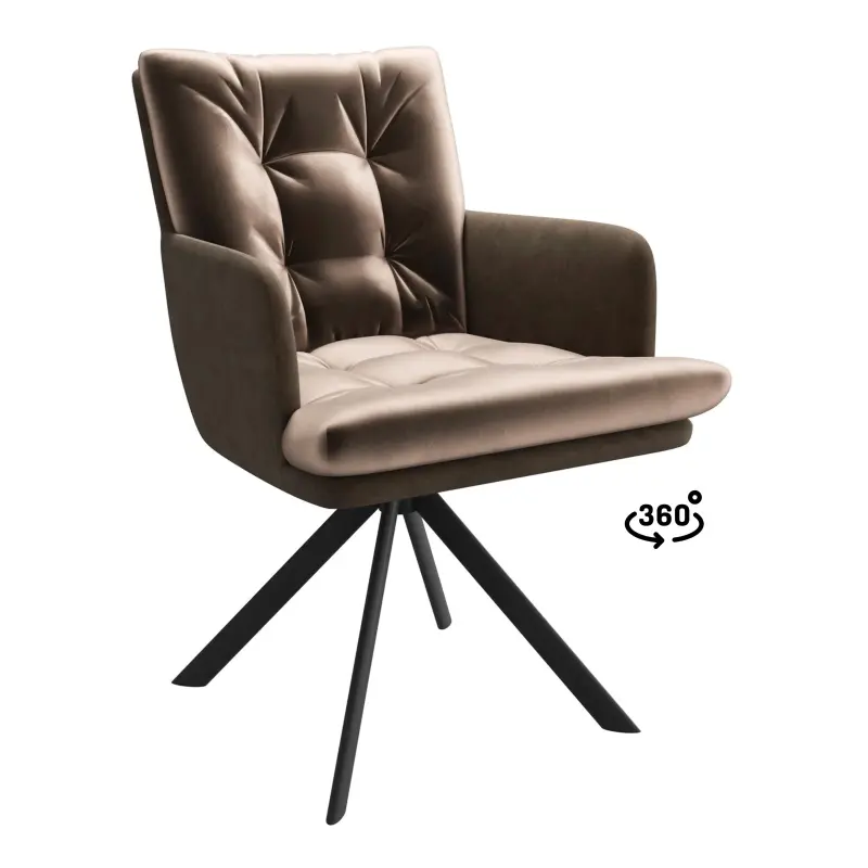 Стул CHARLES-R 360, d05 CAPPUCINO LUX - MOCCO замша lux\черный фотография