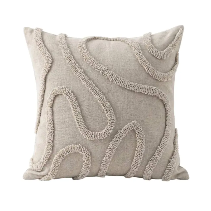 Подушка декоративная МАТЕХ TUFTED LINES 45*45*10. Цвет молочный, арт. 67-597 фотография