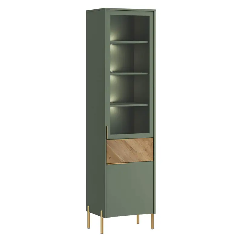 Н.м. "SIENA" шкаф REG1W1D1S с подсветкой, к.Дымчатый зеленый/ф.Дымчатый зеленый+Дуб вотан фотография